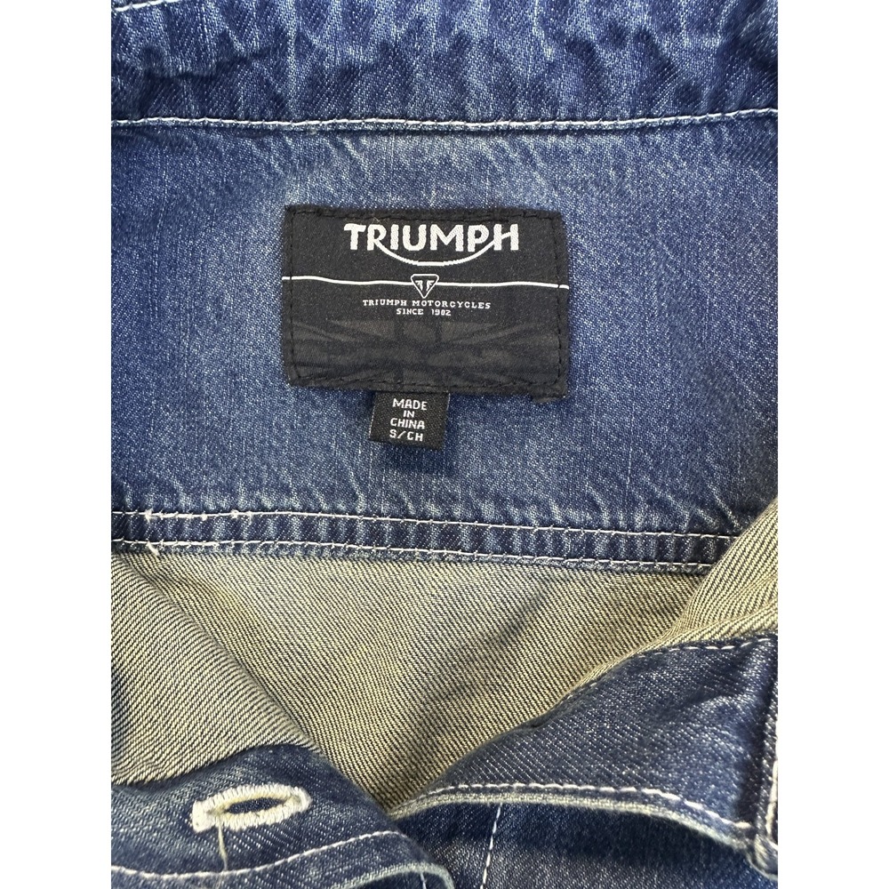 Triumph Motorcycles Denim Button Front Shirt Western Cotton Blue Women's Small - Picture 8 of 15